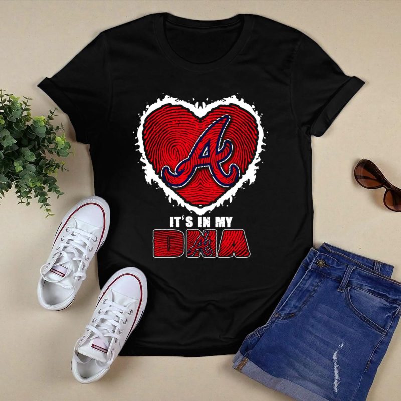 Atlanta Braves Heart Fingerprint T-Shirt - It'S In My Dna Design - Image 5