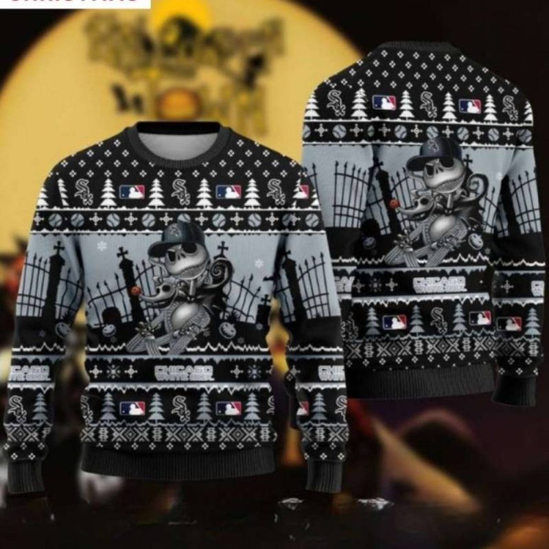 Jack Skellington Chicago White Sox Christmas Ugly Sweater 1