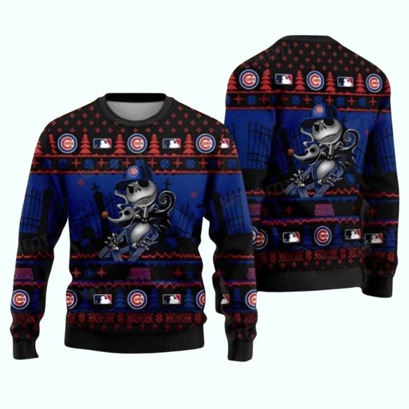 Jack Skellington Christmas Nightmare Chicago Cubs Ugly Sweater
