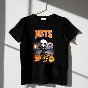Jack Skellington Halloween T-Shirt - New York Mets Pumpkin Design