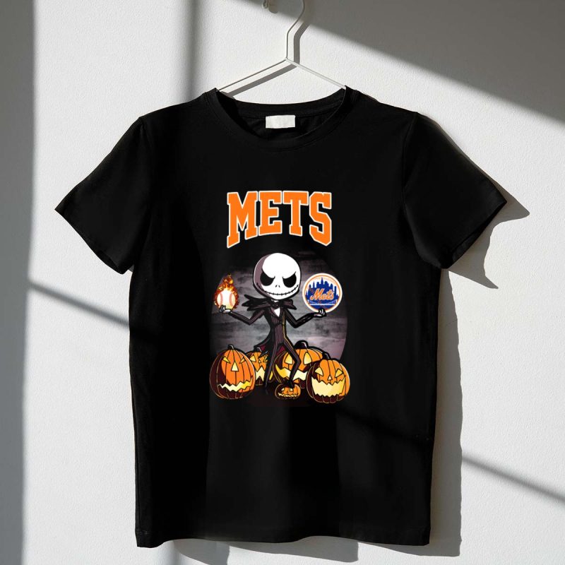 Jack Skellington Halloween New York Mets Pumpkin Baseball T Shirt t shirt 1 1