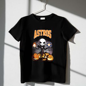 Jack Skellington Halloween T-Shirt With Houston Astros & Pumpkins Design