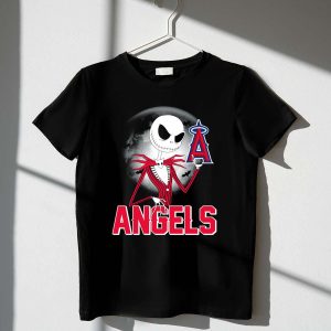 Jack Skellington Halloween Moon Motif T-Shirt - Los Angeles Angels Design