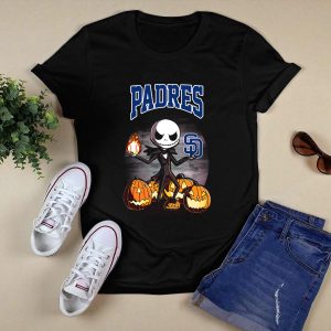 Jack Skellington Halloween Pumpkins T-Shirt With San Diego Padres Baseball
