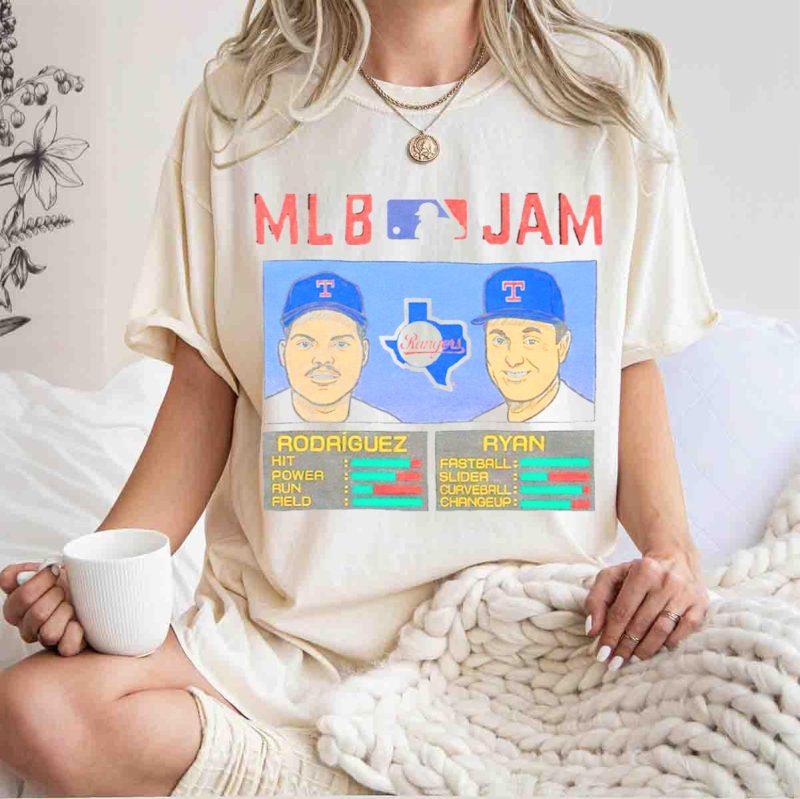 Jam Texas Rangers Rodriguez and Ryan Baseball Stats T Shirt t shirt 1 1