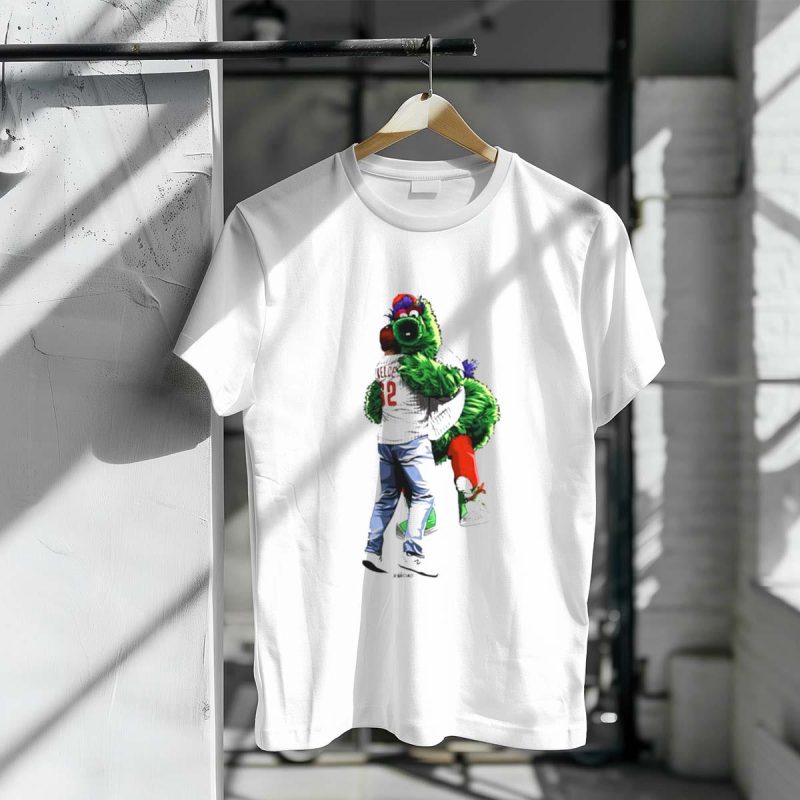 Jason Kelce Philadelphia Phillies T-Shirt featuring Phillie Phanatic Design - Image 3