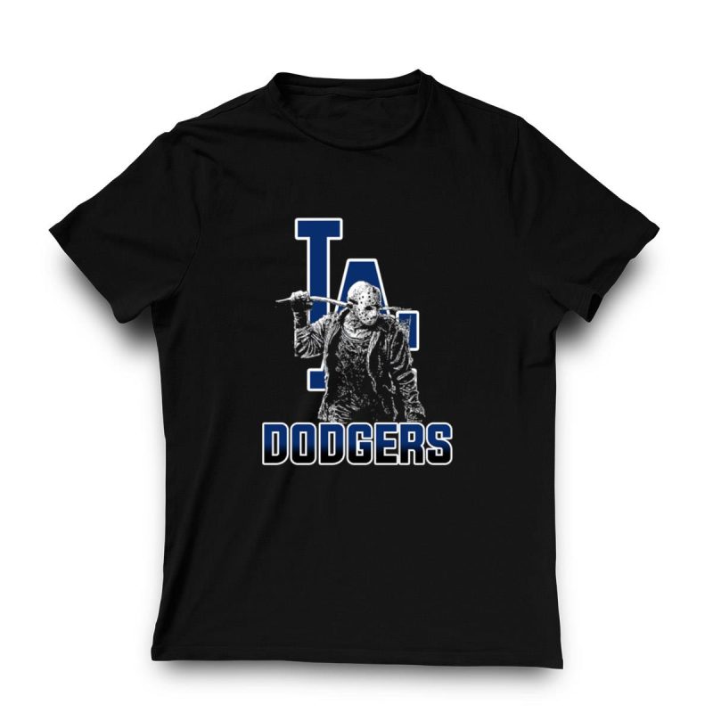 Jason Voorhees Los Angeles Dodgers Fan T-Shirt - Graphic Tee for Sports Fans - Image 3