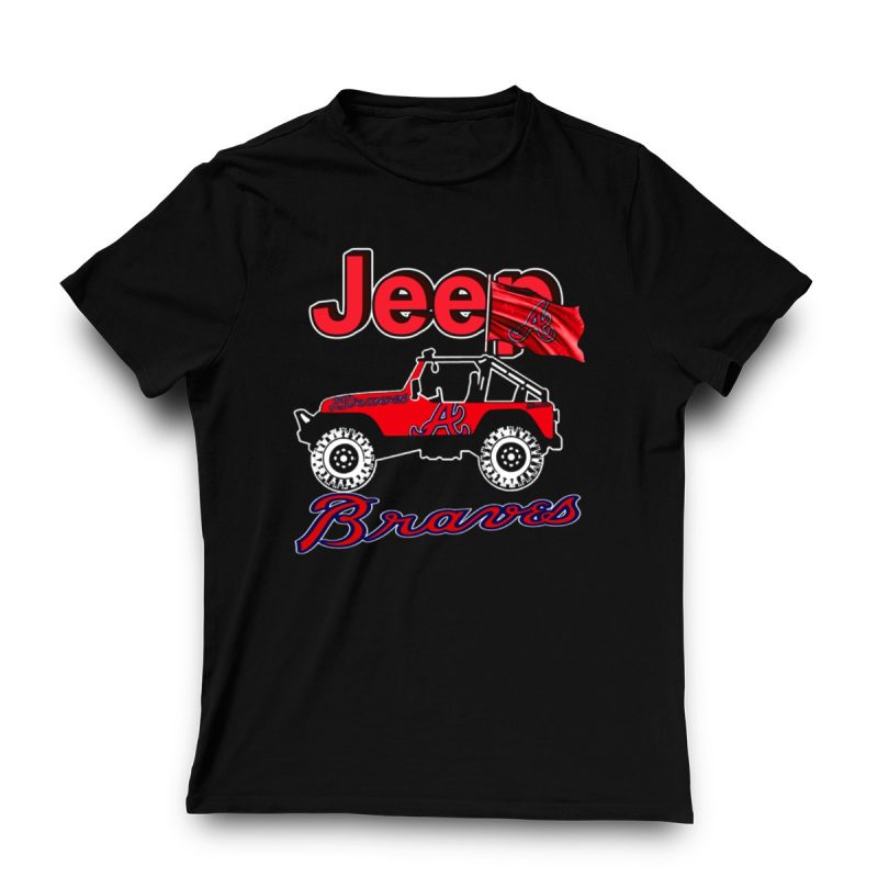 Jeep Atlanta Braves Red Flag Graphic T-Shirt For Fans - Image 3