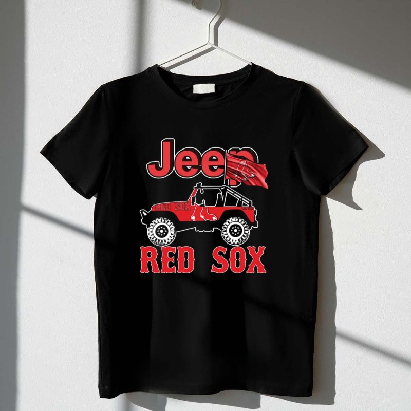 Jeep Boston Red Sox Off Road Vehicle with Red Flag and Sox T Shirt t shirt 1 1