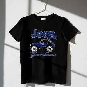 New York Yankees Blue Jeep T-Shirt With Yankees Flag Design