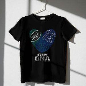 Jets Yankees Fingerprint Heart T-Shirt - It'S In My Dna!