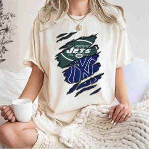 Jets Yankees Logo Distressed T-Shirt - Vintage Style Tee