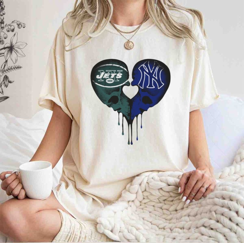 Jets Yankees Skull Heart Logo Fusion T Shirt t shirt 1 1
