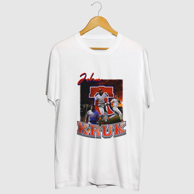Retro John Kruk Phillies Baseball T-Shirt - Red & Blue Design - Image 2