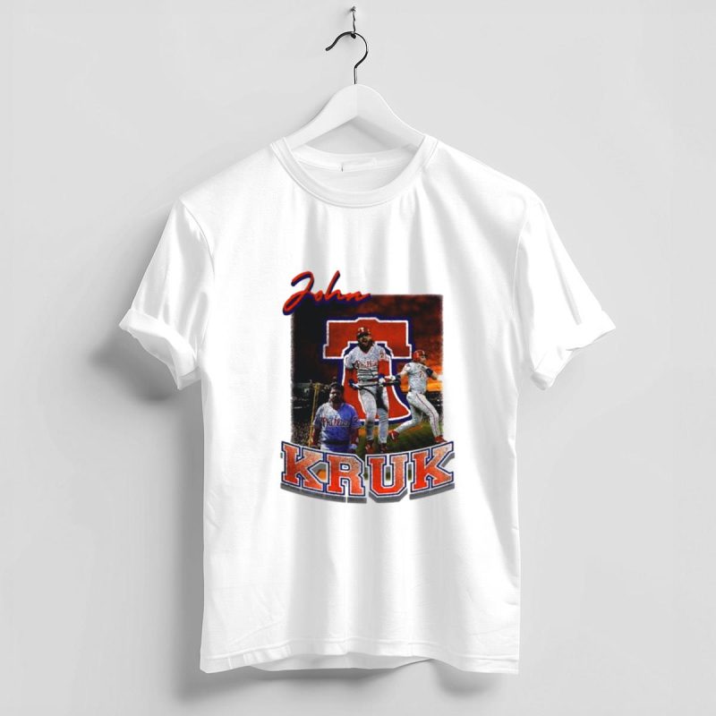 Retro John Kruk Phillies Baseball T-Shirt - Red & Blue Design - Image 4