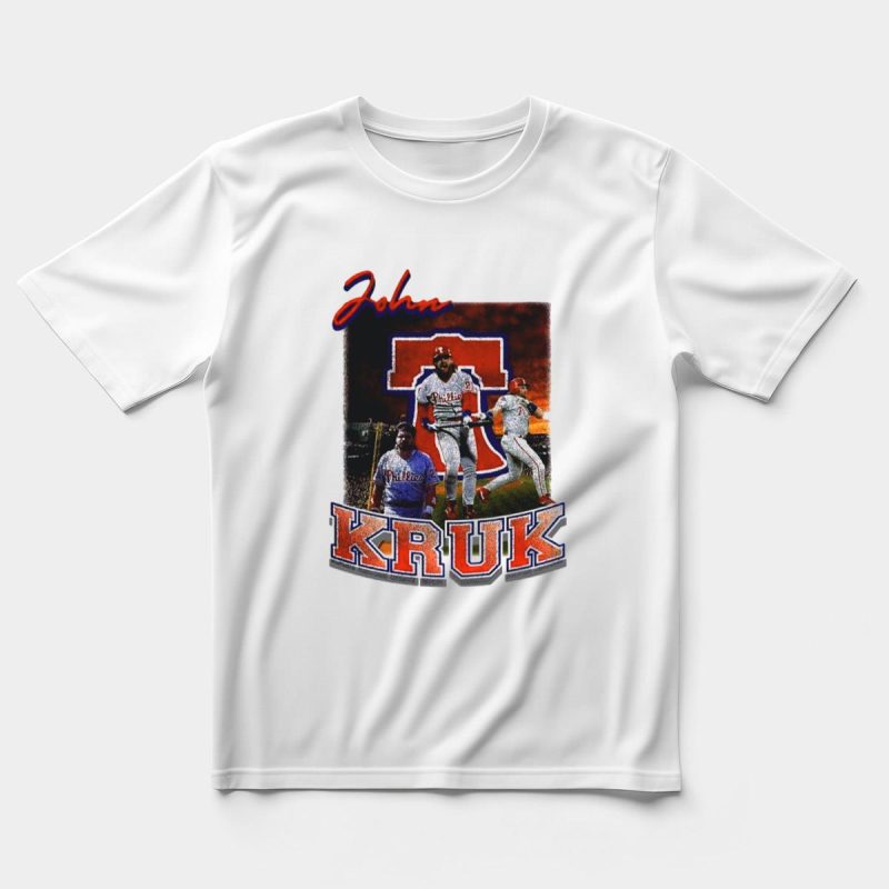 Retro John Kruk Phillies Baseball T-Shirt - Red & Blue Design - Image 5