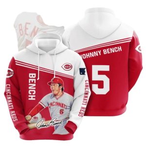 Johnny Bench Cincinnati Reds Signature All Over Print Hoodie