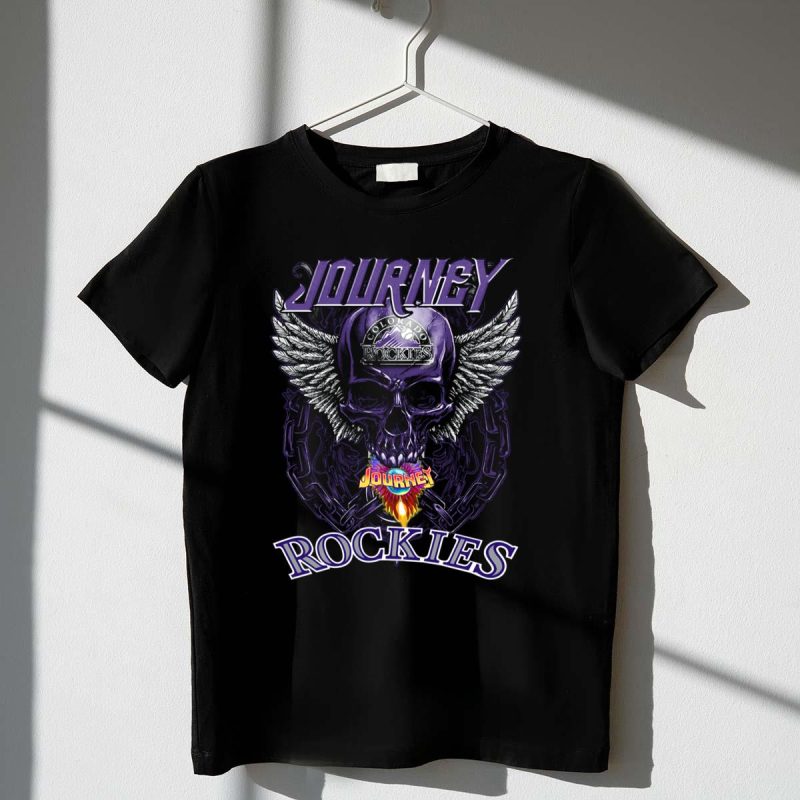 Journey Colorado Rockies Skull with Wings and Chains T Shirt t shirt 1 1