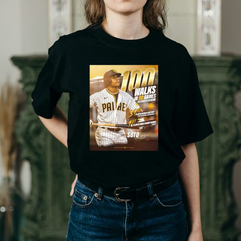 Juan Soto Graphic T-Shirt - 100 Walks in 112 Games - Unisex Gift - Image 2