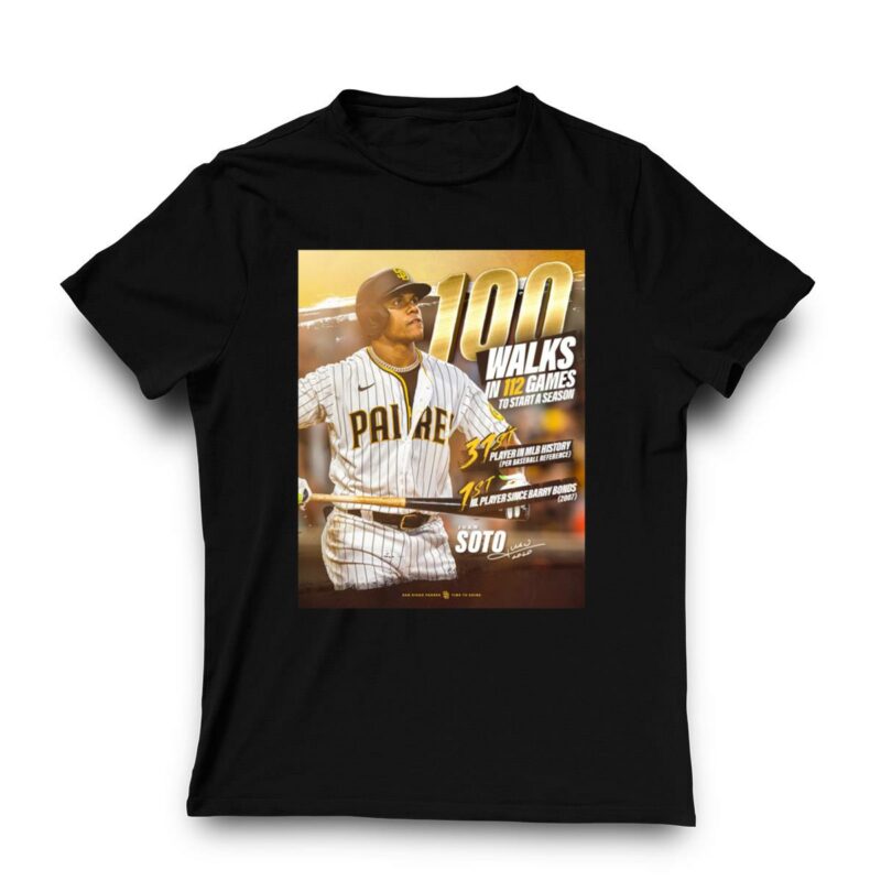 Juan Soto Graphic T-Shirt - 100 Walks in 112 Games - Unisex Gift - Image 3