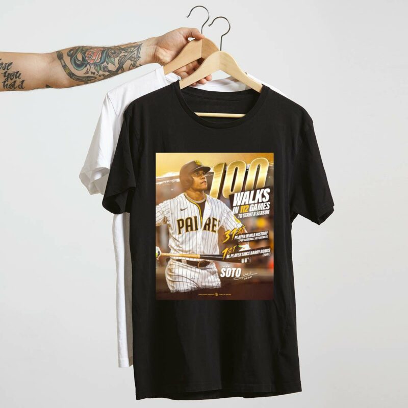 Juan Soto Graphic T-Shirt - 100 Walks in 112 Games - Unisex Gift - Image 4