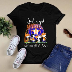 Fall-Loving Girl Houston Astros Snoopy Peanuts Baseball T-Shirt