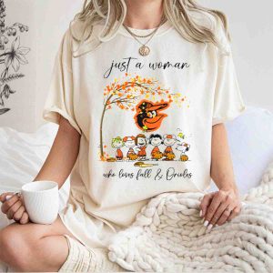 Fall Lover'S T-Shirt: Woman'S Orioles, Peanuts & Football Thanksgiving Tee