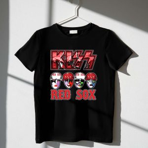 Kiss Boston Red Sox Faces T-Shirt With Makeup & Hats Design