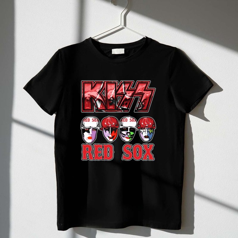 KISS Boston Red Sox Faces in Makeup and Hats T Shirt t shirt 1 1