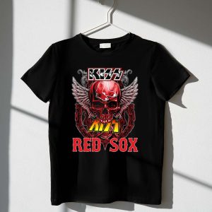 Kiss Boston Red Sox Skull Wings Graphic T-Shirt For Fans