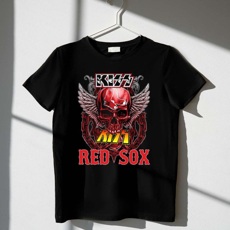 KISS Boston Red Sox Skull Chains Wings T Shirt t shirt 1 1