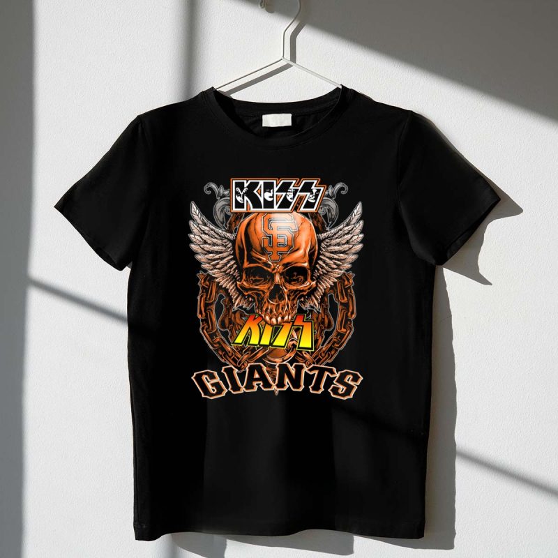 KISS San Francisco Giants Skull Wings Chain T Shirt t shirt 1 1