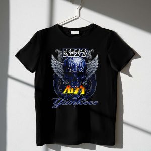 Kiss Yankees Skull Wings Graphic T-Shirt For Music Fans