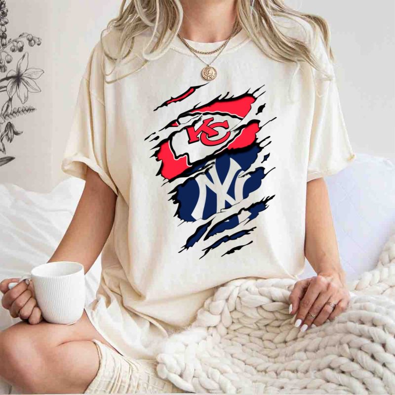 Kansas City Chiefs New York Yankees Combination T Shirt t shirt 1 1
