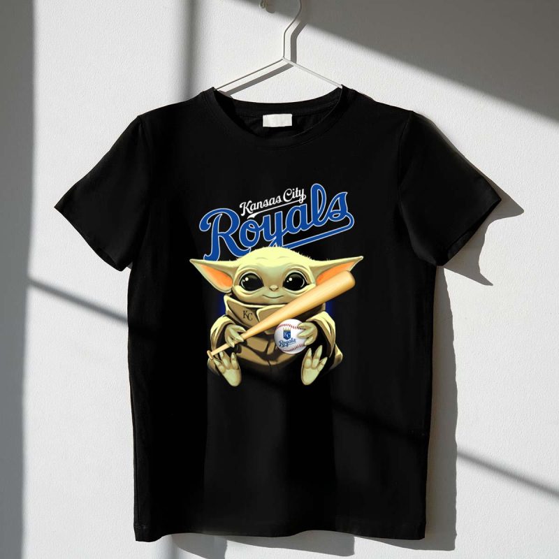 Kansas City Royals Baby Yoda Baseball Bat and Ball T Shirt t shirt 1 1