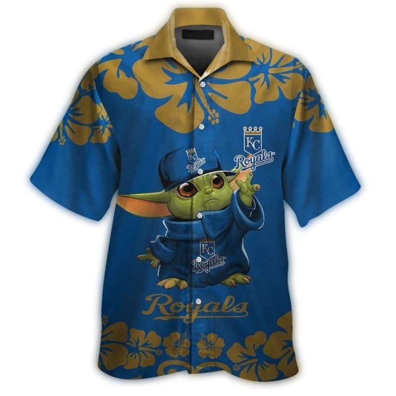 Kansas City Royals Baby Yoda Flower Hawaiian Shirt 1