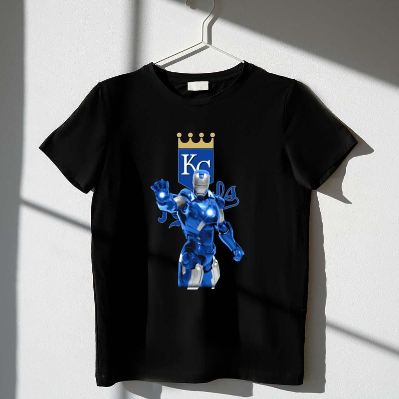 Kansas City Royals Blue Iron Man Marvel Crossover Collection T Shirt t shirt 1 1