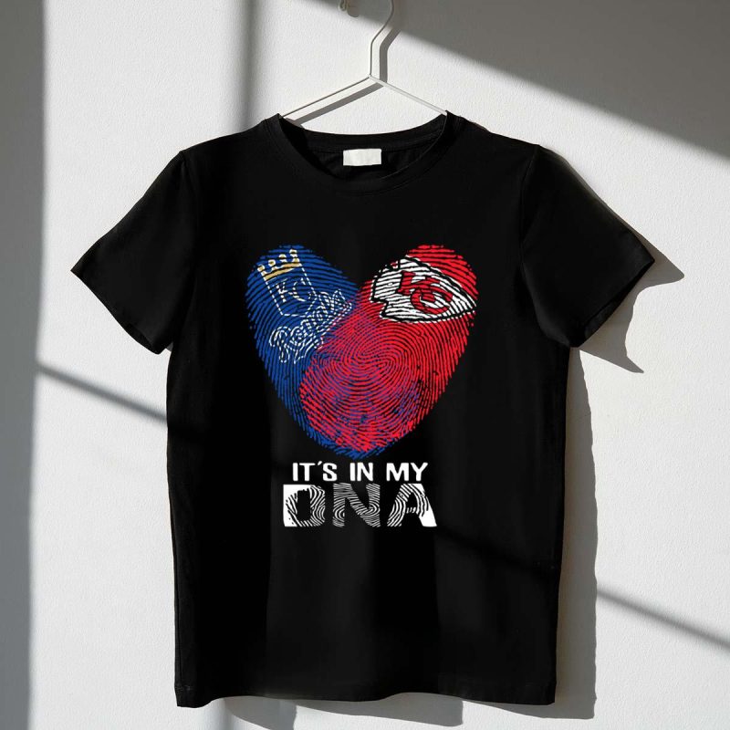 Kansas City Royals Chiefs Its In My DNA Fingerprint Heart T Shirt t shirt 1 1