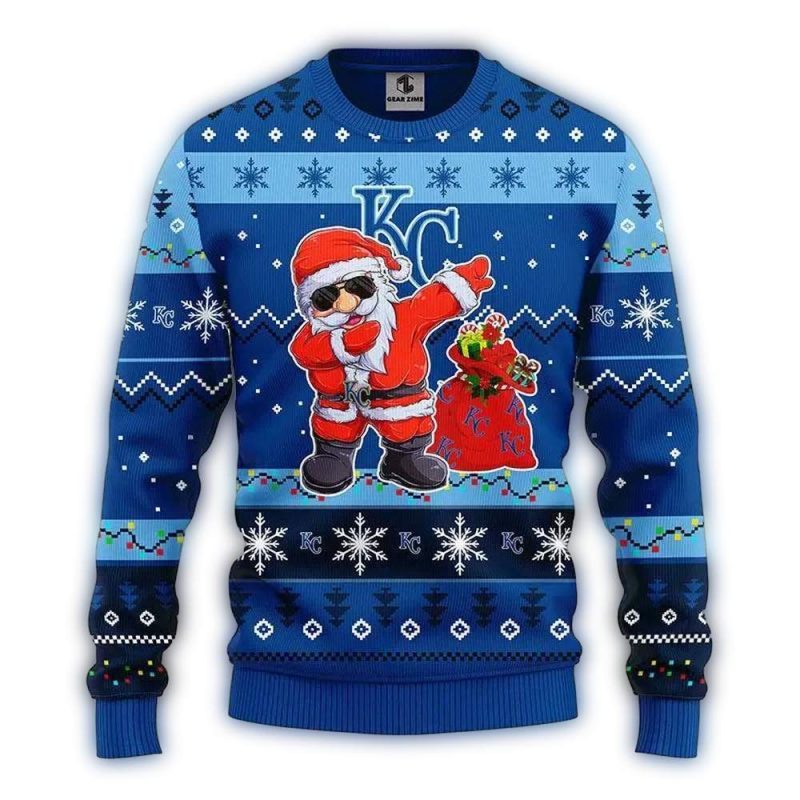 Kansas City Royals Dabbing Santa Claus Christmas Ugly Sweater 1