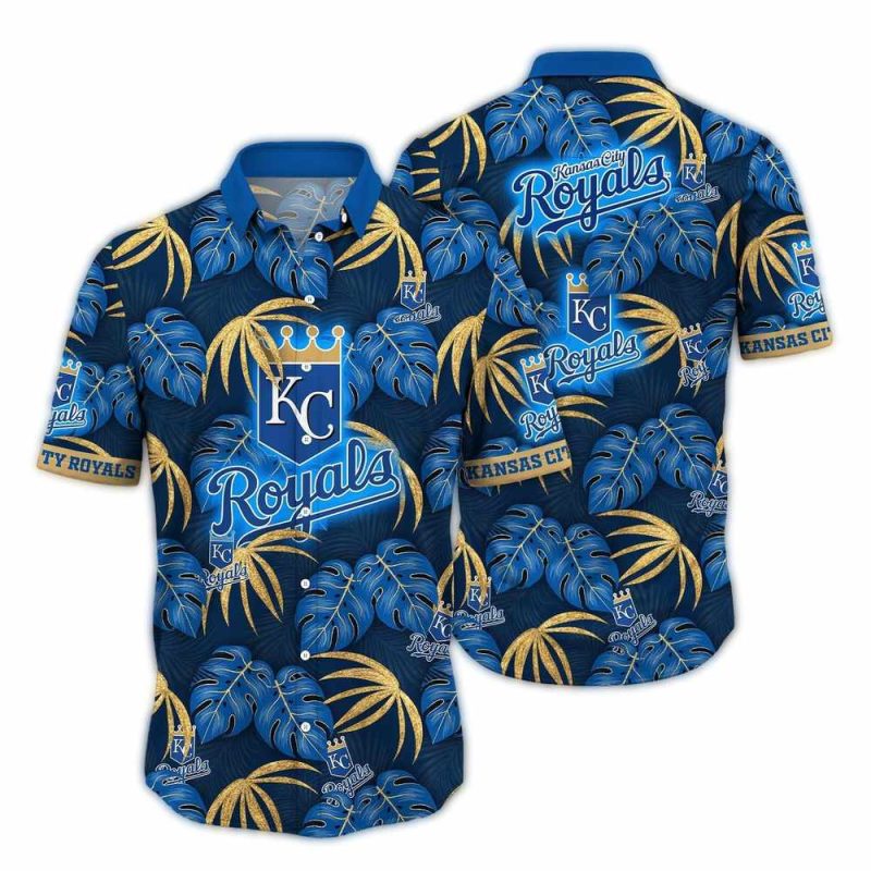 Kansas City Royals Floral Leafs Pattern Tropical Hawaiian Shirt 1