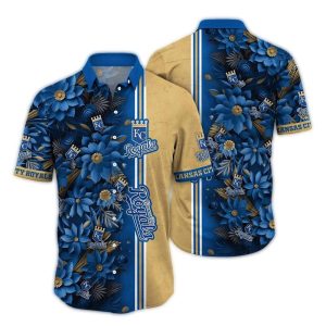 Kansas City Royals Floral Stripe Pattern Hawaiian Shirt For Fans