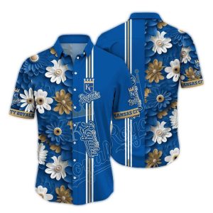 Kansas City Royals Floral Stripe Hawaiian Shirt For Fans