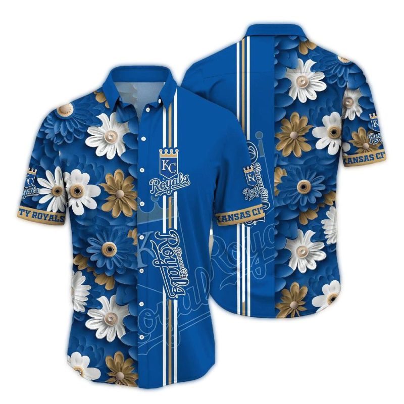 Kansas City Royals Flower Stripe Pattern Hawaiian Shirt 1