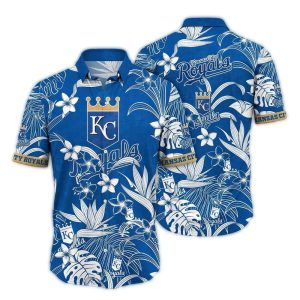 Vintage Kansas City Royals Flower Stripe Hawaiian Shirt For Men