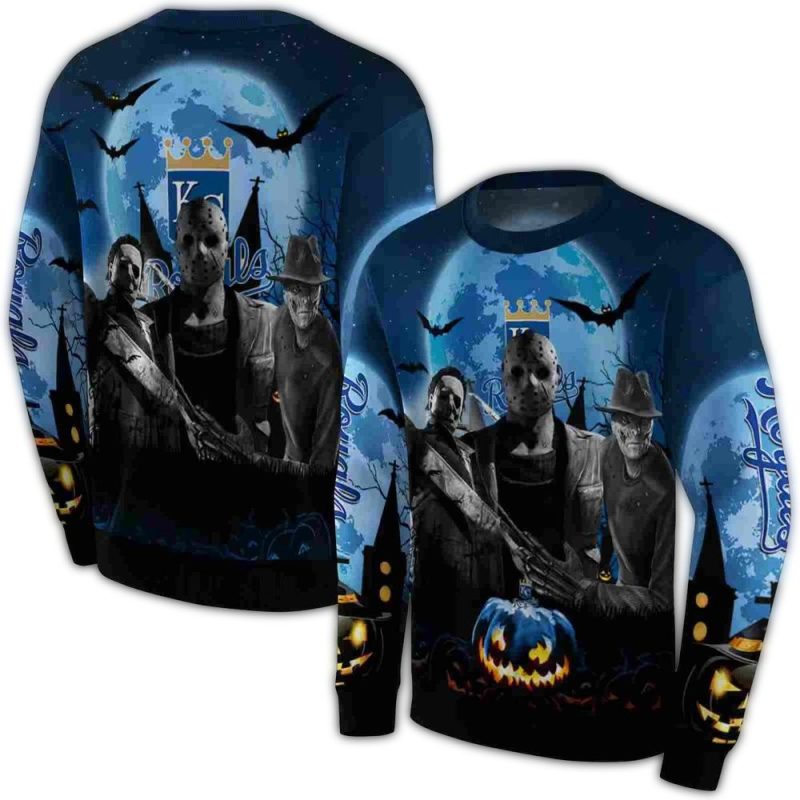 Kansas City Royals Friends Horror Halloween Vibes All Over Print Sweatshirt 1