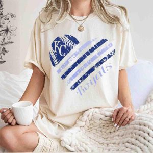 Kansas City Royals Women'S Heart T-Shirt By G-Iii 4Her - White Baseball Tee