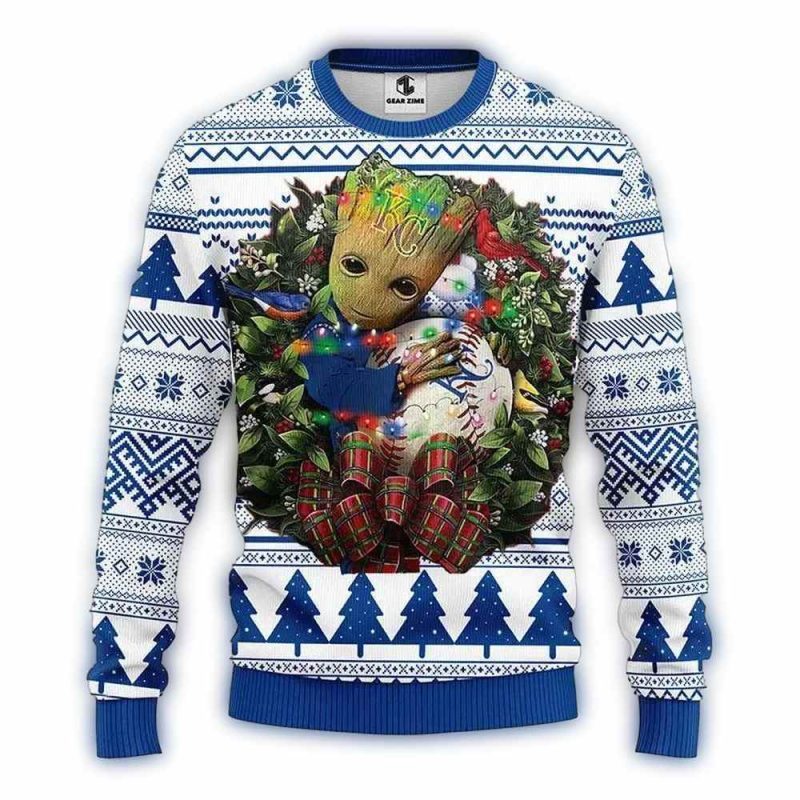 Kansas City Royals Groot Hug Ball Christmas Ugly Sweater 1