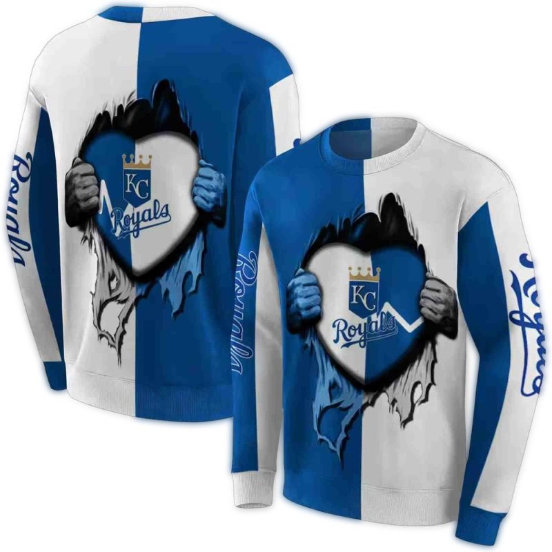 Kansas City Royals Heartbeat Graphic All Over Print Sweatshirt 1
