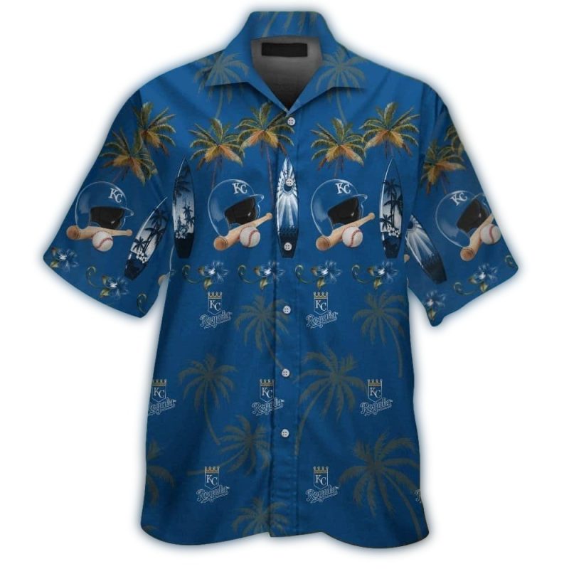 Kansas City Royals Helmet Surf Ball Tropical Hawaiian Shirt 1