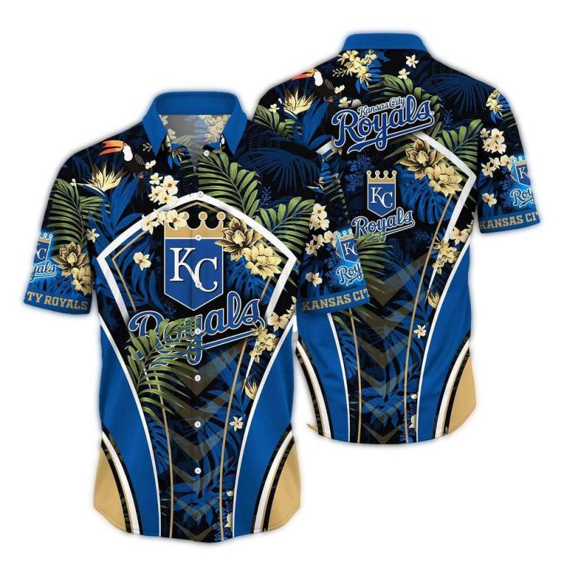 Kansas City Royals Leafs Pattern Hawaiian Shirt 1